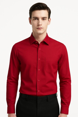OFFICER CHOICE Men Solid Formal Red Shirt