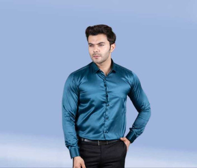 Manav Creation Men Solid Casual Light Blue Shirt