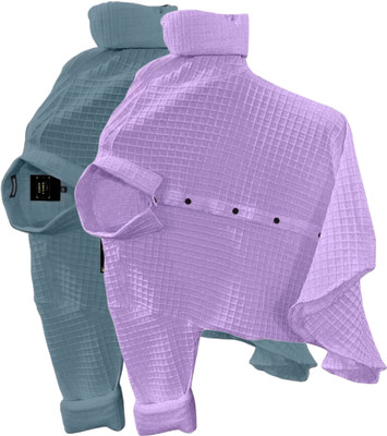 Shirteum Men Self Design Casual Light Blue, Purple Shirt