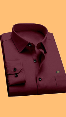 Stellalifestyle Men Solid Casual Maroon Shirt