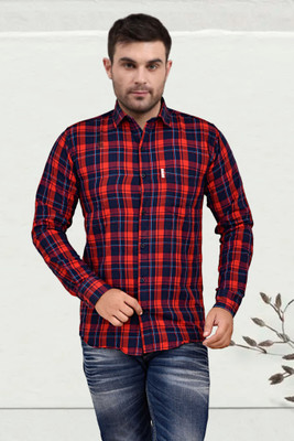 Marc Laurent Men Checkered Casual Red, Dark Blue, Black Shirt