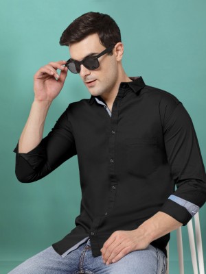 METRONAUT Men Solid Casual Black Shirt