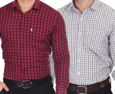 Marc Laurent Men Checkered Casual Multicolor Shirt(Pack of 2)