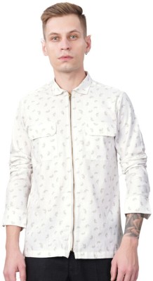 french crown Men Printed Casual White, Grey Shirt