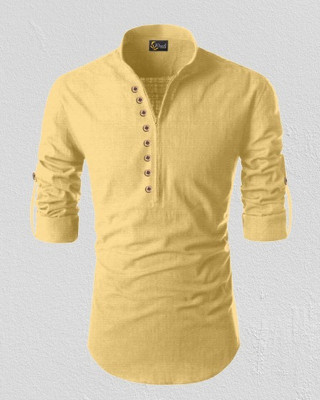 ISUEL FAB Men Ethnic Motifs Casual Khaki Shirt