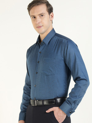 Hancock Men Solid Formal Blue Shirt