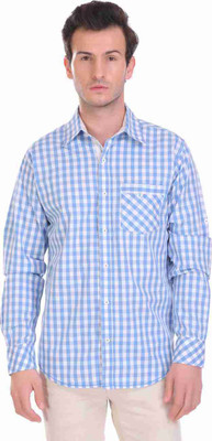 UROOZ F.M IMPEX Men Checkered Casual White, Blue Shirt