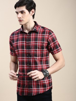 Showoff Men Checkered Casual Black, Red, White Shirt