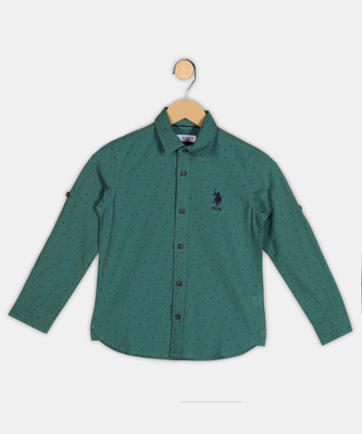 U.S. POLO ASSN. Baby Boys Printed Casual Green Shirt