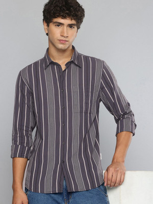 FLYING MACHINE Men Striped Casual Purple Shirt