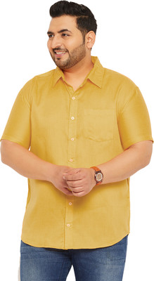 bigbanana Men Solid Casual Yellow Shirt