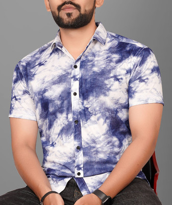 METRONAUT Men Printed Casual Blue, White Shirt