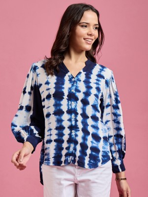 Dressberry Women Dyed/Ombre Casual Blue Shirt