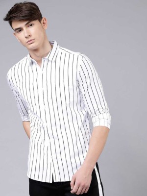 aadi Men Striped Casual White Shirt