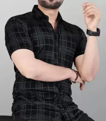 Clothex Men Floral Print Casual Black Shirt