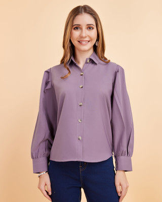 METRONAUT Women Solid Casual Purple Shirt