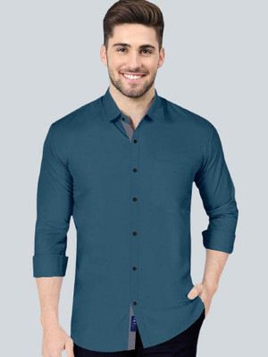 Selinta Men Solid Casual Blue Shirt
