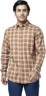 YU by Pantaloons Men Checkered Casual Brown Shirt