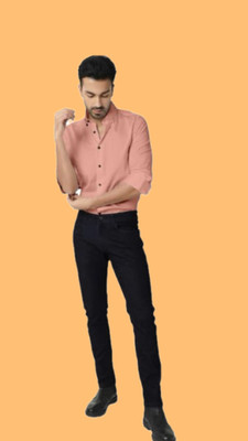 Suel Fab Men Self Design Casual Pink Shirt