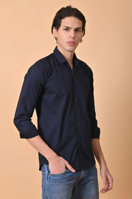 Lee Cross Men Solid Casual Dark Blue Shirt