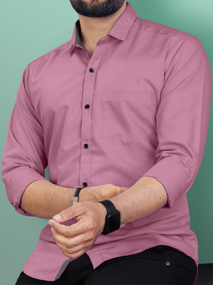 VeBNoR Men Solid Casual Pink Shirt