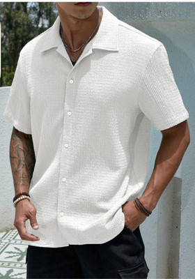 Solbiza Men Self Design Casual White Shirt