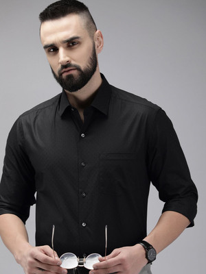 ARROW Men Self Design Formal Black Shirt