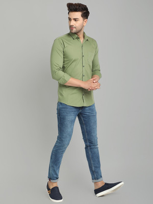 Arthz Fashion Men Solid Casual Light Green Shirt