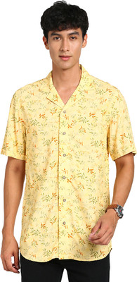TURTLE Men Printed Casual Yellow Shirt