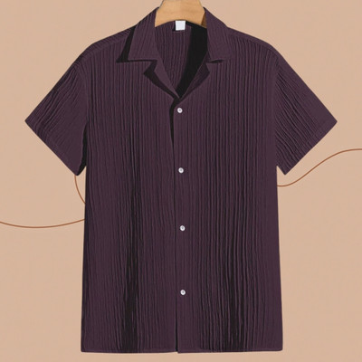 Look Trendy Men Self Design Casual Purple Shirt