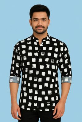tsfashionhub Men Printed Casual White Shirt