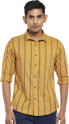 Urban Ranger by Pantaloons Men Striped Casual Yellow Shirt