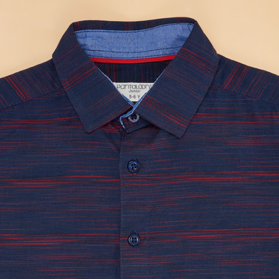 Pantaloons Junior Boys Striped Casual Dark Blue Shirt