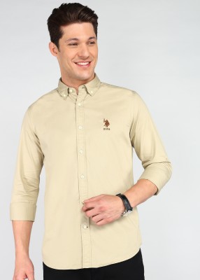 U.S. Polo Assn. Denim Co. Men Solid Casual Gold Shirt