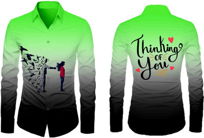 VMENTERPRISE Men Printed Casual Green Shirt