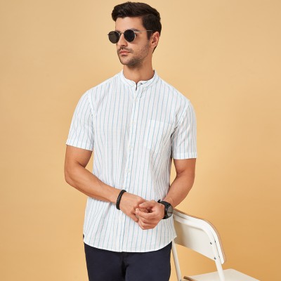 Byford by Pantaloons Men Striped Casual White Shirt