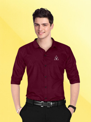 Marmic Fab Men Solid Casual Maroon Shirt