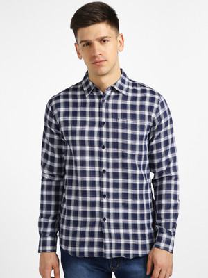 Urbano Fashion Men Checkered Casual Gold Shirt