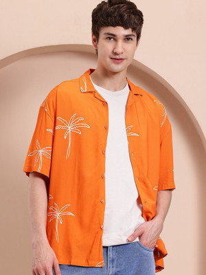 Mast & Harbour Men Printed Casual Orange Shirt