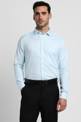 PETER ENGLAND Men Self Design Formal Light Blue Shirt