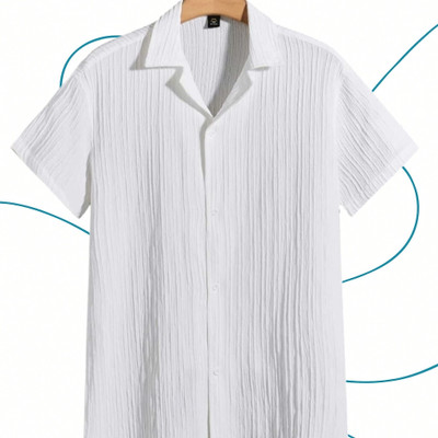 Look Trendy Men Self Design Casual White Shirt