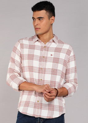 WROGN Men Checkered Casual White Shirt