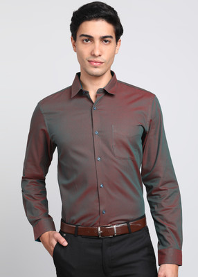 PETER ENGLAND Men Self Design Formal Maroon Shirt