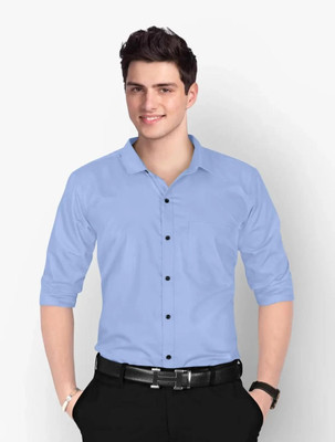 Neviq Trend Men Solid Casual Light Blue Shirt