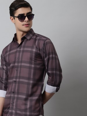 JAINISH Men Checkered Casual Brown Shirt