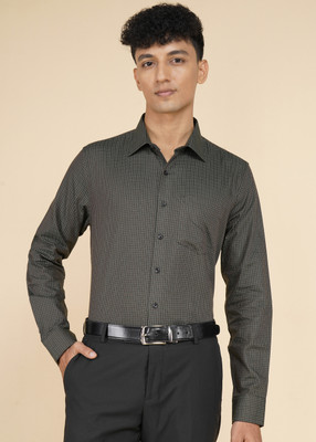 VAN HEUSEN Men Checkered Formal Dark Green Shirt