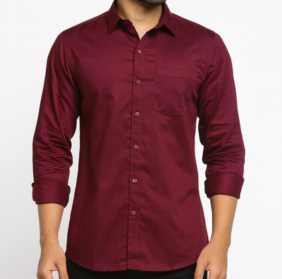 Styleorbit Men Solid Formal Maroon Shirt