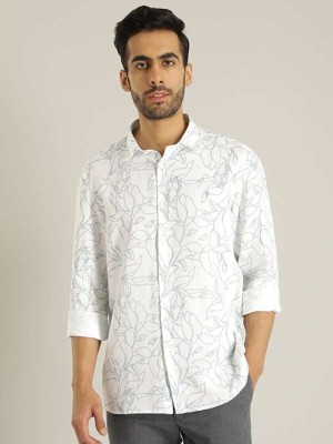 INDIAN TERRAIN Men Printed Casual White, Light Green Shirt