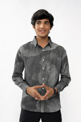 SEISHUN Boys Printed Casual Black, Grey Shirt
