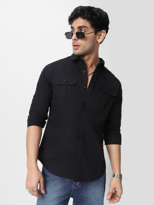 Bridon Creations Men Solid Casual Black Shirt